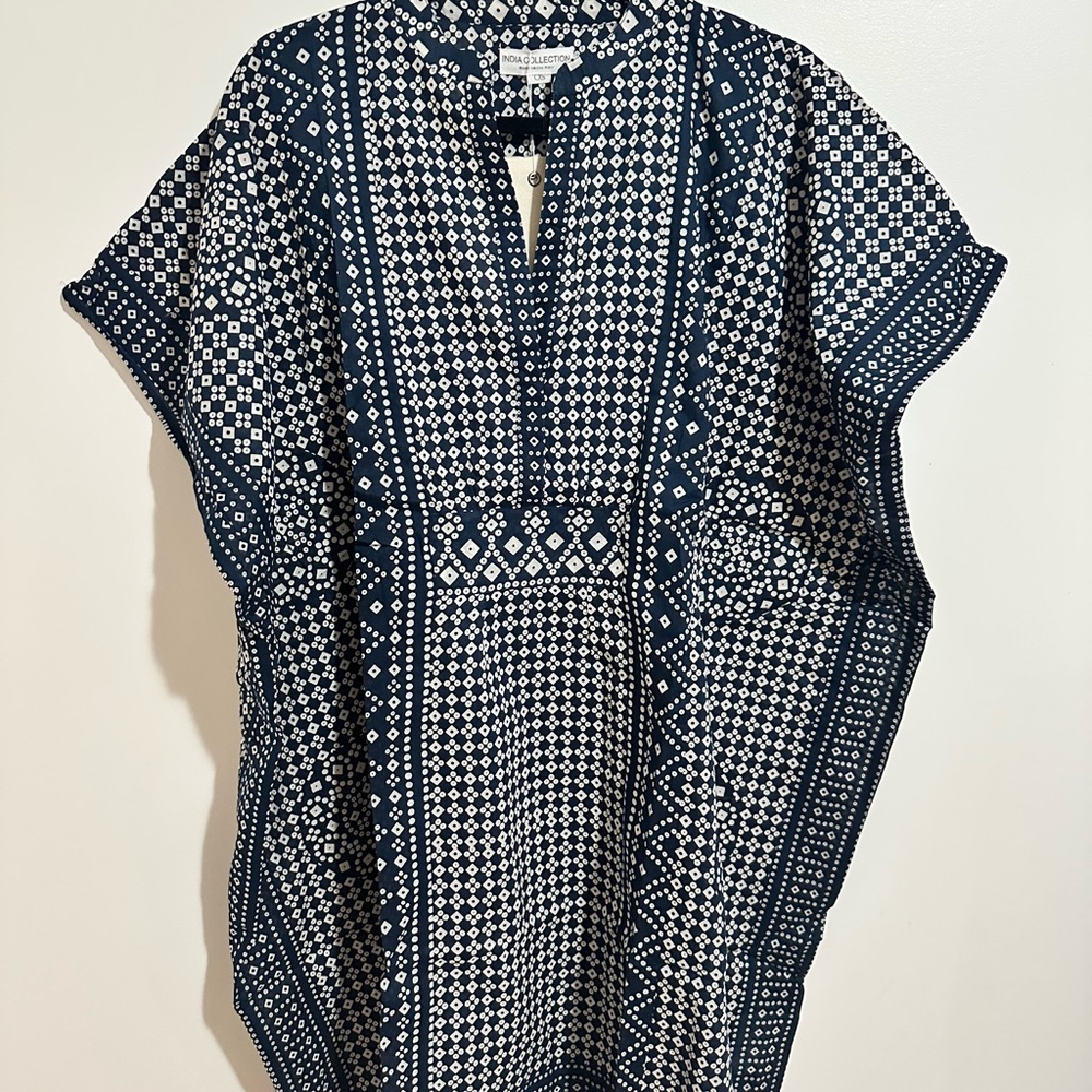 Emerson Fry Navy and White Patterned caftan